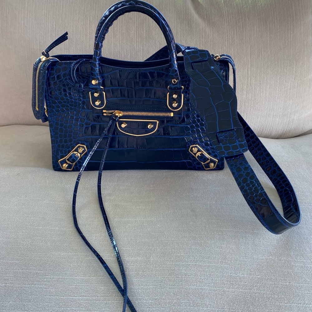 Beautiful Balenciaga Croc leather handbag